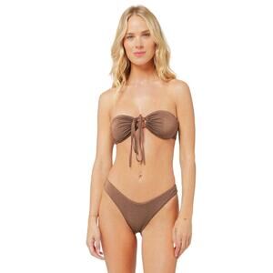 L*SPACE Shimmer Cabana Bikini Bottom Bitsy Cut Cafe Stretch Seamless XL NEW